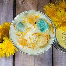 Load image into Gallery viewer, Hand poured soy wax candle with crystals