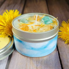 Load image into Gallery viewer, Hand poured soy wax candle with crystals