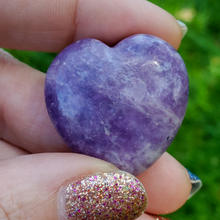Load image into Gallery viewer, Small carved purple lepidolite heart