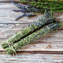 Load image into Gallery viewer, Organic Lavender and hyssop dried herb bundle for smoke cleansing, Lavender smudge stick