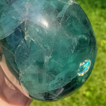 Load image into Gallery viewer, Large rainbow fluorite skull carving