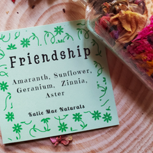 Load image into Gallery viewer, Friendship bottle, dried herbs and flowers with symbolism of friendship