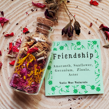 Load image into Gallery viewer, Friendship bottle, dried herbs and flowers with symbolism of friendship