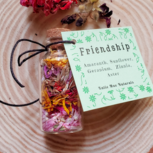 Load image into Gallery viewer, Friendship bottle, dried herbs and flowers with symbolism of friendship