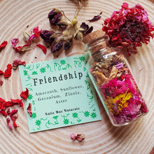 Load image into Gallery viewer, Friendship bottle, dried herbs and flowers with symbolism of friendship
