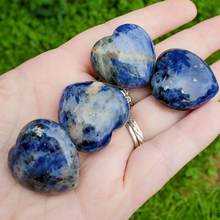 Load image into Gallery viewer, Carved sodalite gemstone hearts