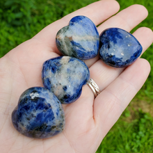 Load image into Gallery viewer, Carved sodalite gemstone hearts