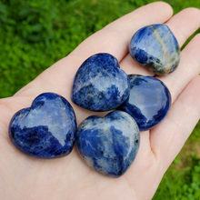 Load image into Gallery viewer, Carved sodalite gemstone hearts