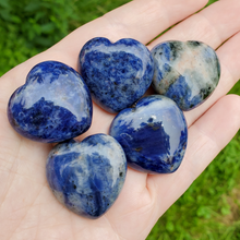 Load image into Gallery viewer, Carved sodalite Gemstone hearts
