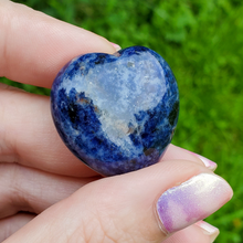 Load image into Gallery viewer, Carved sodalite gemstone hearts