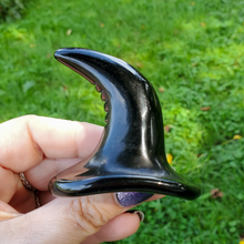 Load image into Gallery viewer, Carved Black Obsidian Gemstone Witch Hat