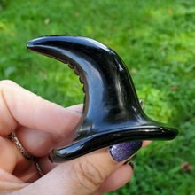 Load image into Gallery viewer, Carved Black Obsidian Gemstone Witch Hat