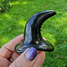 Load image into Gallery viewer, Carved Black Obsidian Gemstone Witch Hat