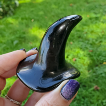 Load image into Gallery viewer, Carved Black Obsidian Gemstone Witch Hat