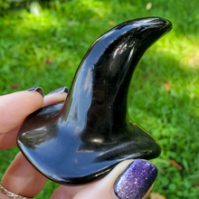 Load image into Gallery viewer, Carved Black Obsidian Gemstone Witch Hat