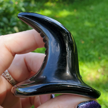 Load image into Gallery viewer, Carved Black Obsidian Gemstone Witch Hat