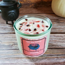 Load image into Gallery viewer, Hand poured soy wax candle, Halloween themed with crystals and glitter