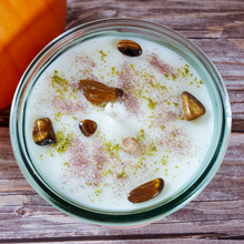 Load image into Gallery viewer, Fall scented soy wax candle with crystals and glitter
