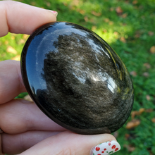 Load image into Gallery viewer, Silver obsidian palm stone