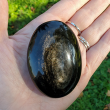 Load image into Gallery viewer, Silver sheen Obsidian palm stones