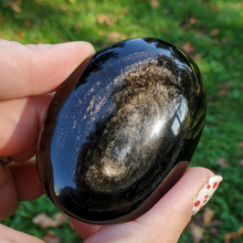 Load image into Gallery viewer, Silver sheen obsidian palm stones