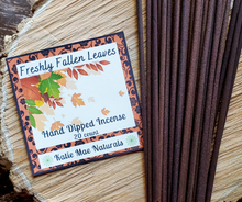 Load image into Gallery viewer, fresh fallen leaves hand dipped incense sticks, phthalate free fragrance