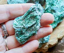 Load image into Gallery viewer, natural green fuschite crystals, ethically sourced from licensed mines