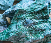Load image into Gallery viewer, natural green fuschite crystals, ethically sourced from licensed mines