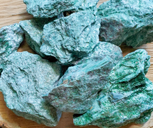 Load image into Gallery viewer, natural green fuschite crystals, ethically sourced from licensed mines