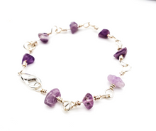 Load image into Gallery viewer, Sterling Silver Amethyst Bracelet - Chip Beads)