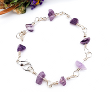Load image into Gallery viewer, Sterling Silver Amethyst Bracelet - Chip Beads)