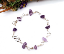 Load image into Gallery viewer, Sterling Silver Amethyst Bracelet - Chip Beads)