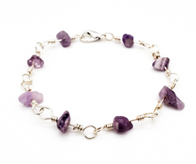 Load image into Gallery viewer, Sterling Silver Amethyst Bracelet - Chip Beads)