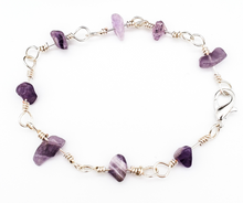 Load image into Gallery viewer, Sterling Silver Amethyst Bracelet - Chip Beads)