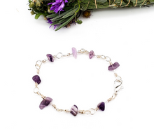 Load image into Gallery viewer, Sterling Silver Amethyst Bracelet - Chip Beads)