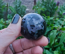 Load image into Gallery viewer, Indigo Gabbro, Mystic Merlinite 40 mm sphere
