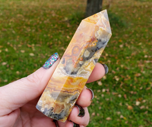 Load image into Gallery viewer, Crazy lace agate point, crystal tower