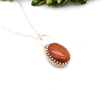 Load image into Gallery viewer, Goldstone and Sterling Silver Pendant