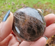 Load image into Gallery viewer, Black moonstone palm stone crystals