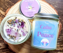 Load image into Gallery viewer, Intention candle, eco friendly soy wax candle with amethyst crystals