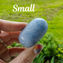 Load image into Gallery viewer, Small blue calcite palm stone gemstone