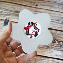 Load image into Gallery viewer, Flower shaped selenite crystal tea light candle holder
