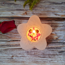 Load image into Gallery viewer, Flower shaped selenite crystal tea light candle holder