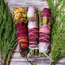 Load image into Gallery viewer, Cedar smudge stick with roses