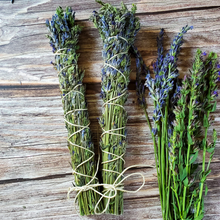 Load image into Gallery viewer, Organic Lavender and hyssop dried herb bundle for smoke cleansing, Lavender smudge stick