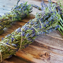 Load image into Gallery viewer, Organic Lavender and hyssop dried herb bundle for smoke cleansing, Lavender smudge stick