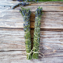 Load image into Gallery viewer, Organic Lavender and hyssop dried herb bundle for smoke cleansing, Lavender smudge stick