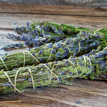 Load image into Gallery viewer, Organic Lavender and hyssop dried herb bundle for smoke cleansing, Lavender smudge stick
