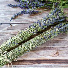 Load image into Gallery viewer, Organic Lavender and hyssop dried herb bundle for smoke cleansing, Lavender smudge stick