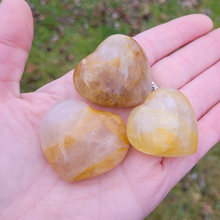 Load image into Gallery viewer, Golden healer quartz hearts